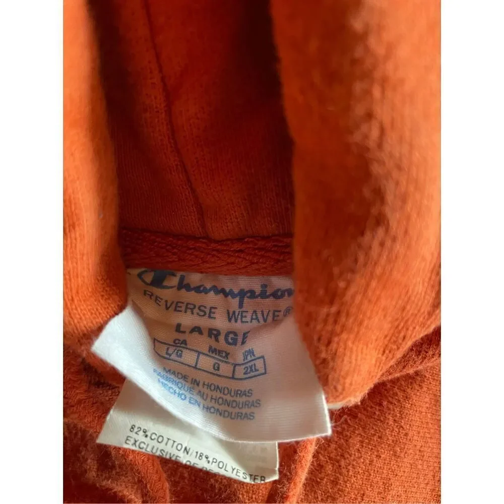 Champion Hoodie Orange Red Long Sleeve Sweatshirt Vintage